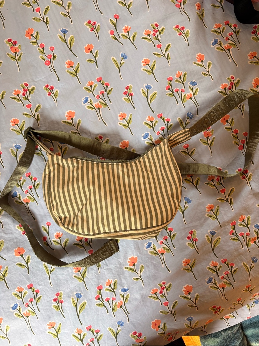BAGGU Sage Stripe Small Crescent Bag
